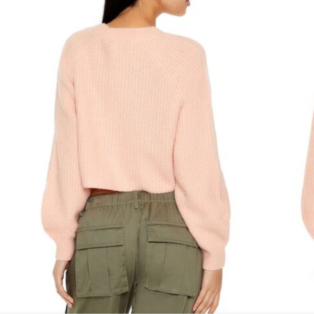 NWT FOREVER 21 Fuzzy Ribbed Cozy Cardigan Sweater  Pink size Small - Picture 6 of 6